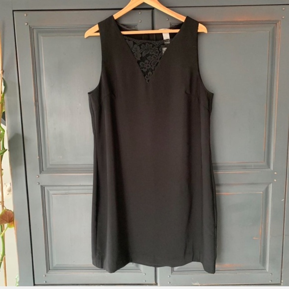 H&M Black Sleeveless Dress with Lace Size 14